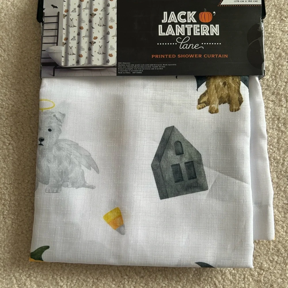 Jack O Lantern Lane Halloween Dog Shower Curtain NEW